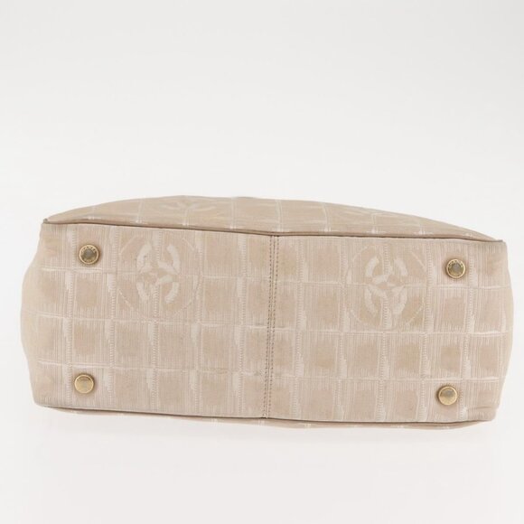 CHANEL New Travel Line Tote Bag Nylon Beige gold CC Auth - Picture 6 of 16